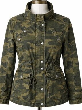 Hollister Jacket Camo Womens Large Military Utility Field Patch Coat Grunge